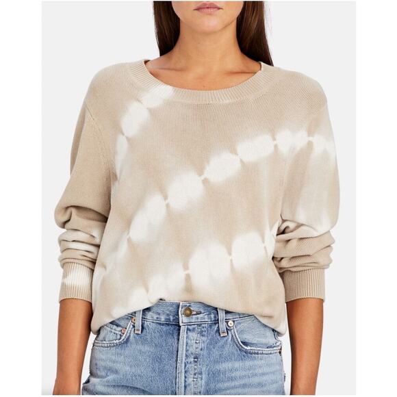 Veronica Beard Sweater Womens Large Tan Nikasha Tie Dye Cotton Rib Knit Casual - Picture 1 of 9